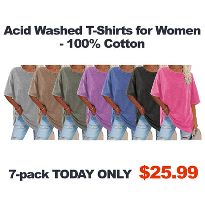 ⏰Limited Time Offer⏰ Acid Washed T-Shirts for Women - 100% Cotton