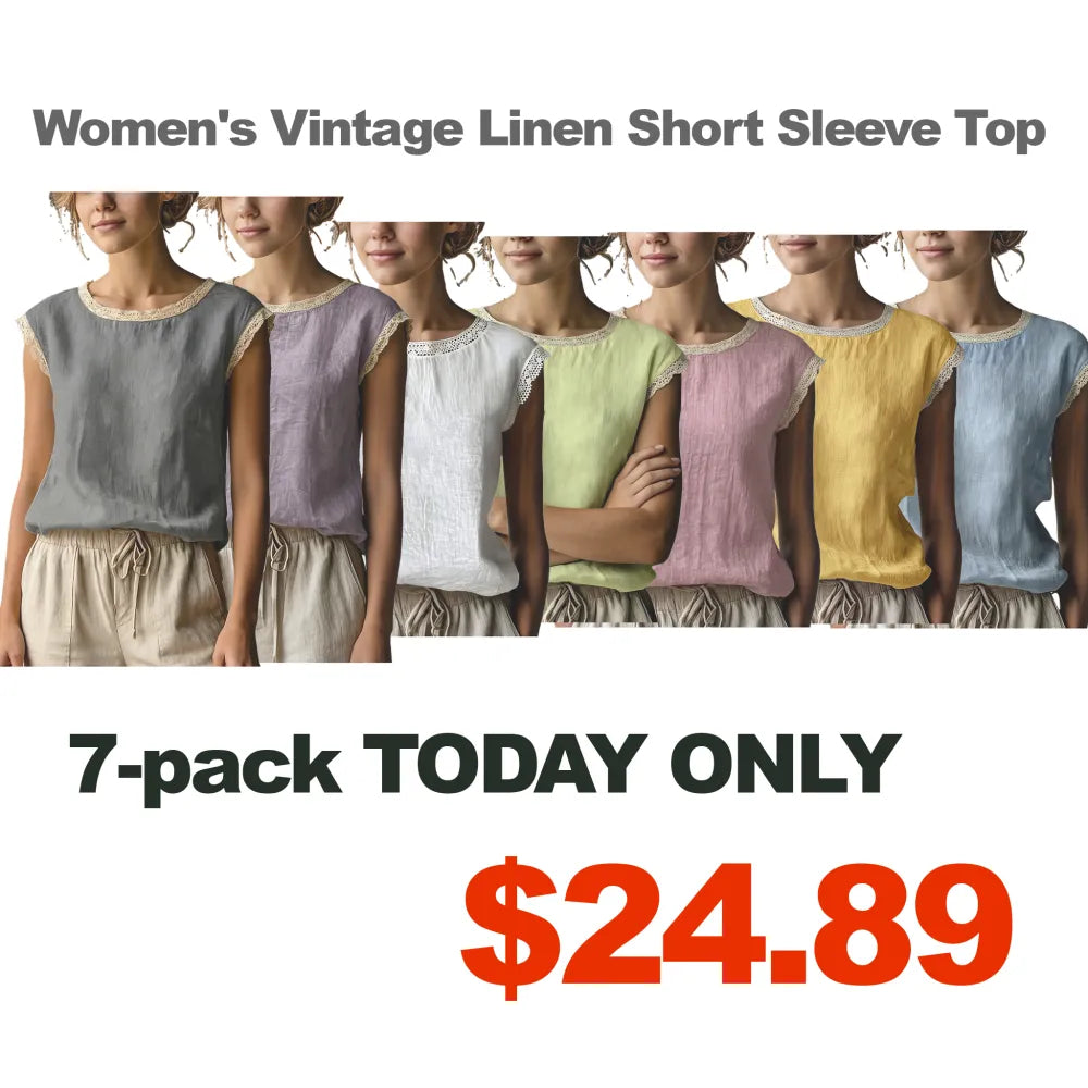 ❤️Women's Vintage Linen Short Sleeve Top