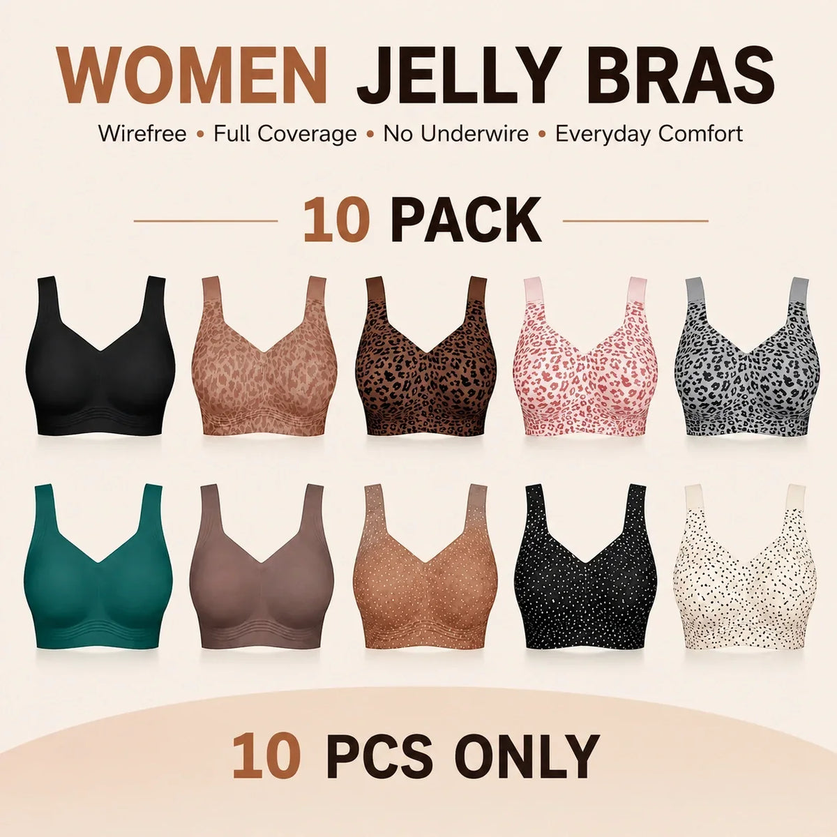 Women’s Jelly Support Bra – Wirefree & Full Coverage