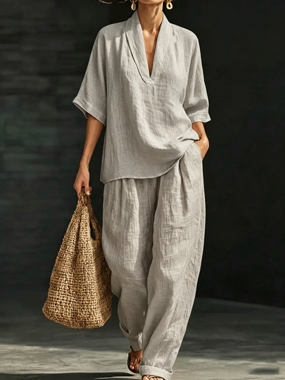 Casual And Cozy Minimalist Linen Two-piece Set⏰Warehouse Clearance⚡10-Pack Only $34.99⚡