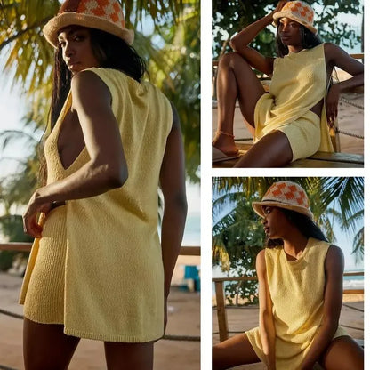 Sleeveless Sweater & Shorts Set for Women