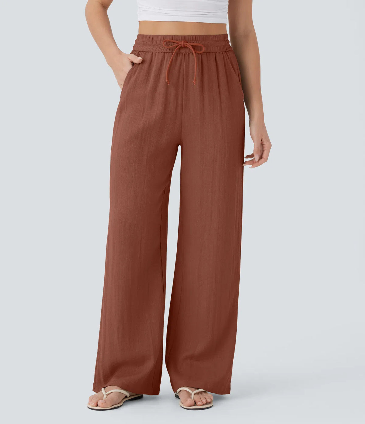 ⏰Clearance Sale⚡16 Pack only $38⚡High Waisted Drawstring Pocket Wide Leg Casual Linen-Feel Pants16 Pack for $38⚡High Waisted Drawstring Pocket Wide Leg Casual Linen-Feel Pants