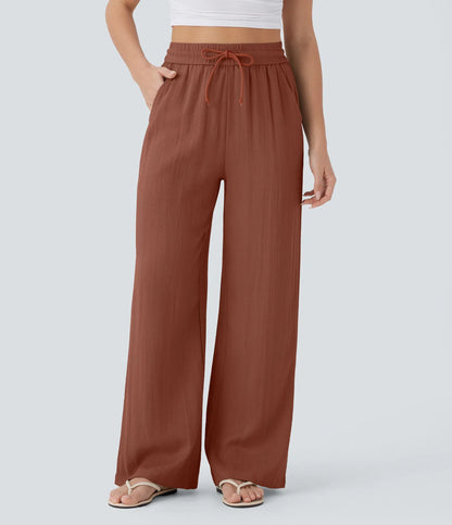 ⏰Clearance Sale⚡16 Pack only $38⚡High Waisted Drawstring Pocket Wide Leg Casual Linen-Feel Pants16 Pack for $38⚡High Waisted Drawstring Pocket Wide Leg Casual Linen-Feel Pants