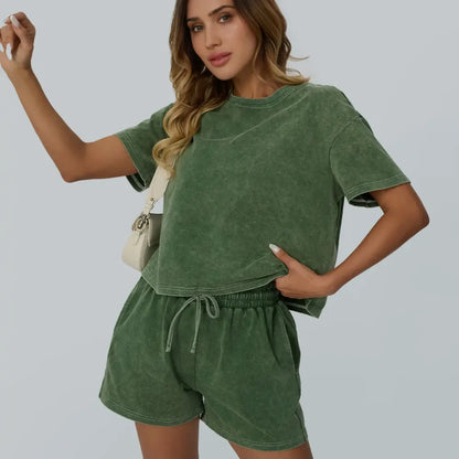 ⚡FINAL SALE⚡ Fade Craft Casual Acid Wash 2-Piece Outfit