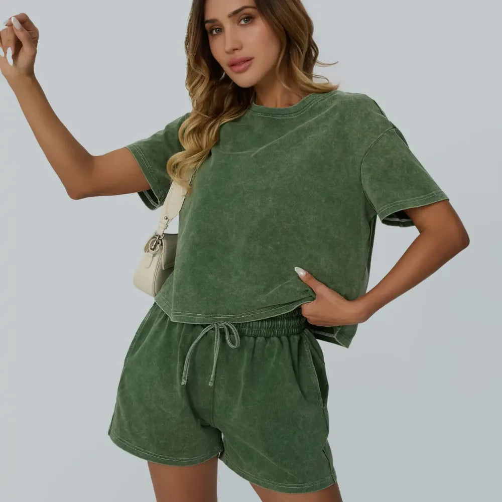 ⚡FINAL SALE⚡ Fade Craft Casual Acid Wash 2-Piece Outfit