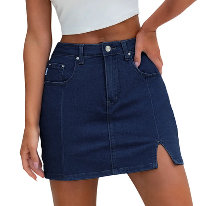 Genleck Women's High-Waisted Denim Skort with Shorts