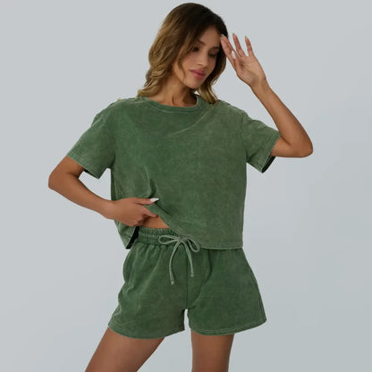 ⚡FINAL SALE⚡ Fade Craft Casual Acid Wash 2-Piece Outfit