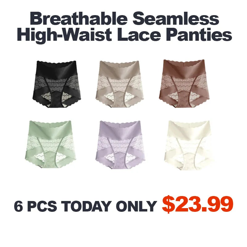 Breathable Seamless High-Waist Lace Panties