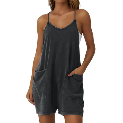 ⚡FINAL SALE⚡ Fade Craft Loose Romper - Vintage Acid Wash