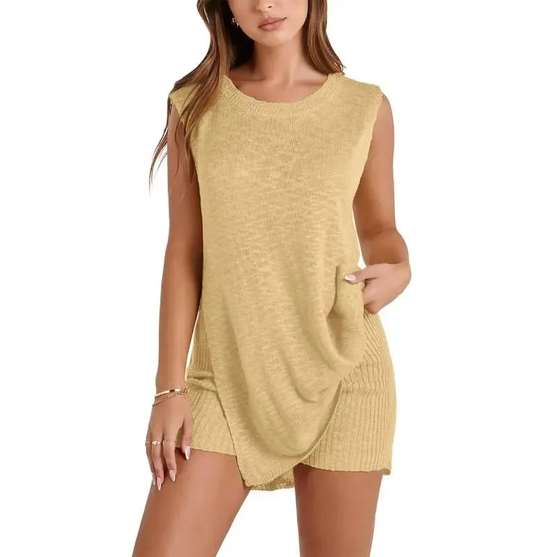 Sleeveless Sweater & Shorts Set for Women