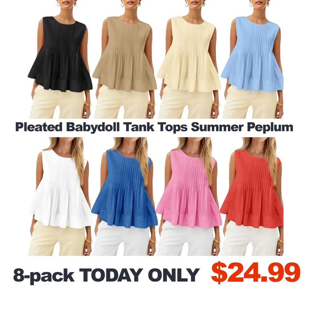 ⚡FINAL SALE⚡ Women's Pleated Babydoll Tank Tops Summer Peplum