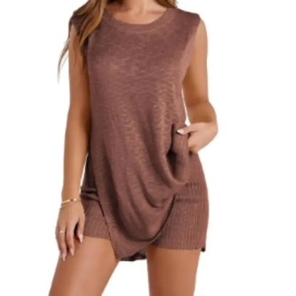 Sleeveless Sweater & Shorts Set for Women