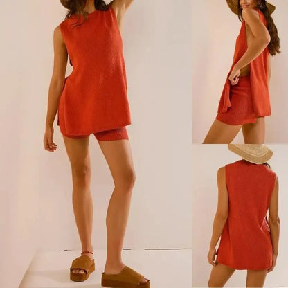 Sleeveless Sweater & Shorts Set for Women
