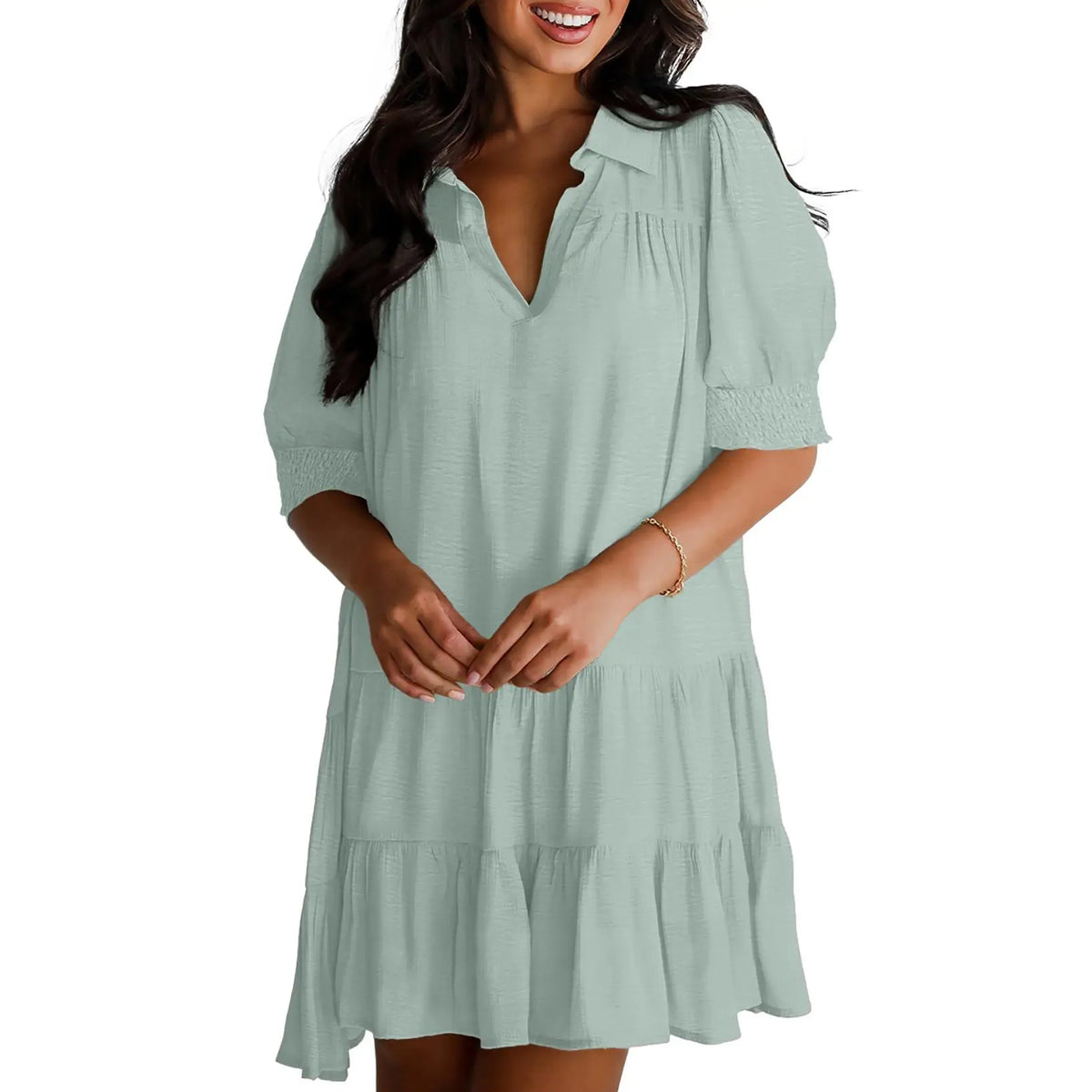Dokotoo Women's Pleated Midi Summer Dress - V Neck