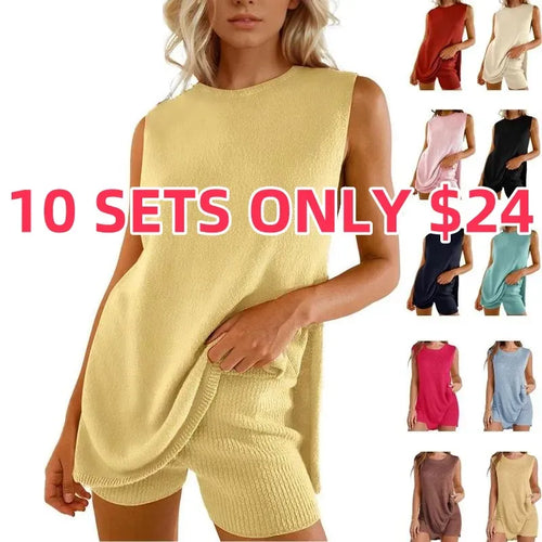 Sleeveless Sweater & Shorts Set for Women
