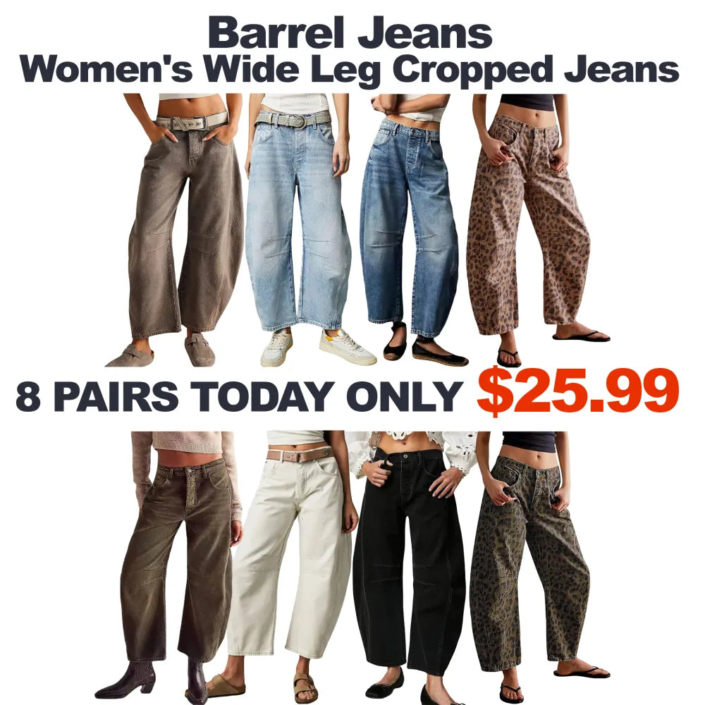 ⏰ Barrel Jeans⏰ - Women Wide Leg Cropped Jeans