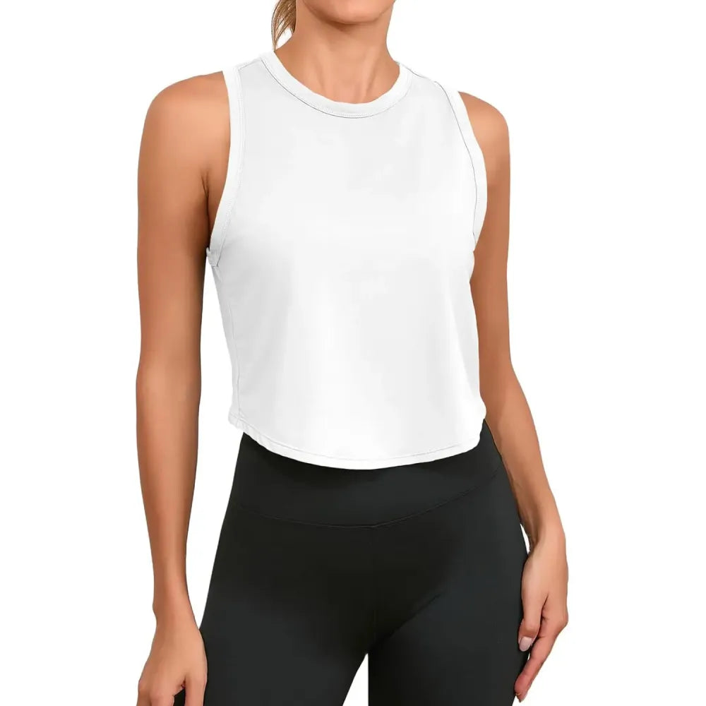 ❤️Women's Workout Cropped Tank Tops Racerback Sleeveless Crewneck Running Yoga Active Shirts