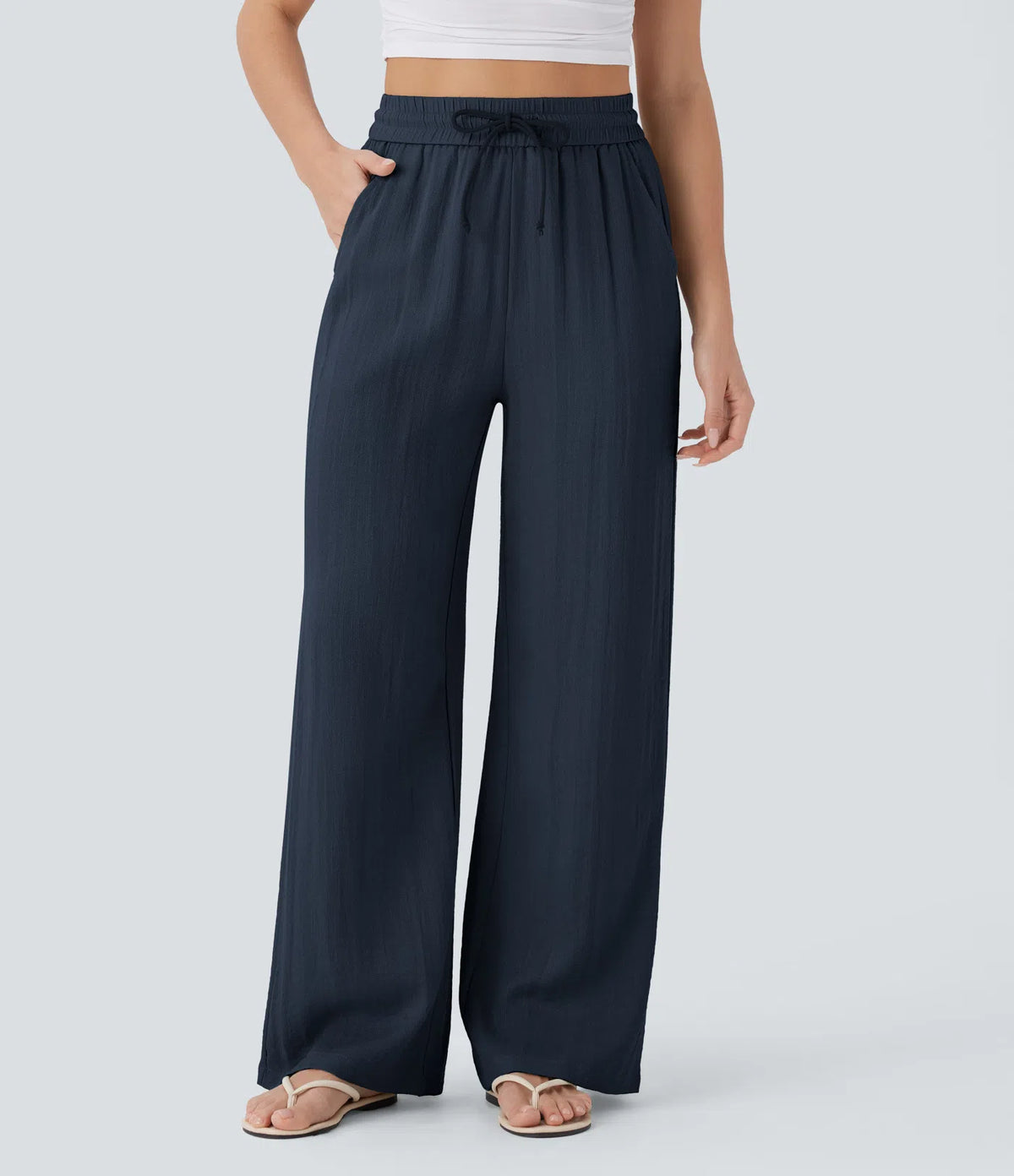 ⏰Clearance Sale⚡16 Pack only $38⚡High Waisted Drawstring Pocket Wide Leg Casual Linen-Feel Pants16 Pack for $38⚡High Waisted Drawstring Pocket Wide Leg Casual Linen-Feel Pants