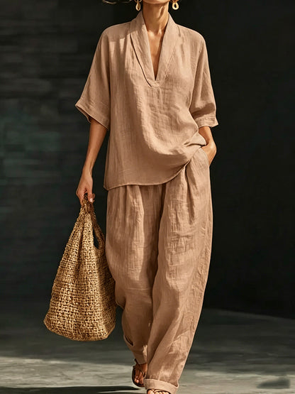 Casual And Cozy Minimalist Linen Two-piece Set⏰Warehouse Clearance⚡10-Pack Only $34.99⚡