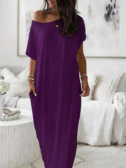 ⚡FINAL SALE⚡ Women's Casual Off-Shoulder Maxi Dress with Pockets