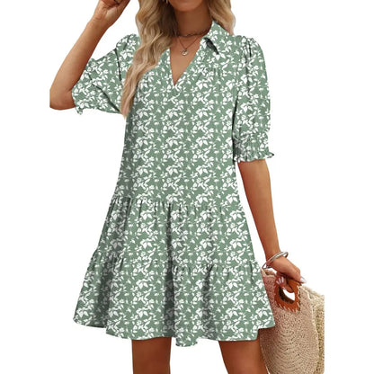 Dokotoo Women's Pleated Midi Summer Dress - V Neck