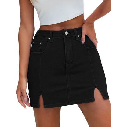 Genleck Women's High-Waisted Denim Skort with Shorts