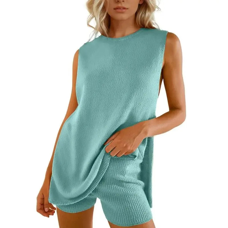 Sleeveless Sweater & Shorts Set for Women