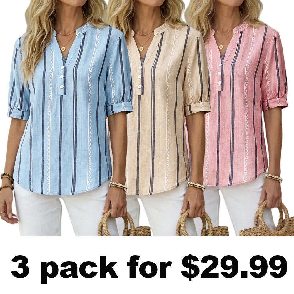 🔥Beautiful and comfortable, women's cotton and linen short-sleeved T-shirt