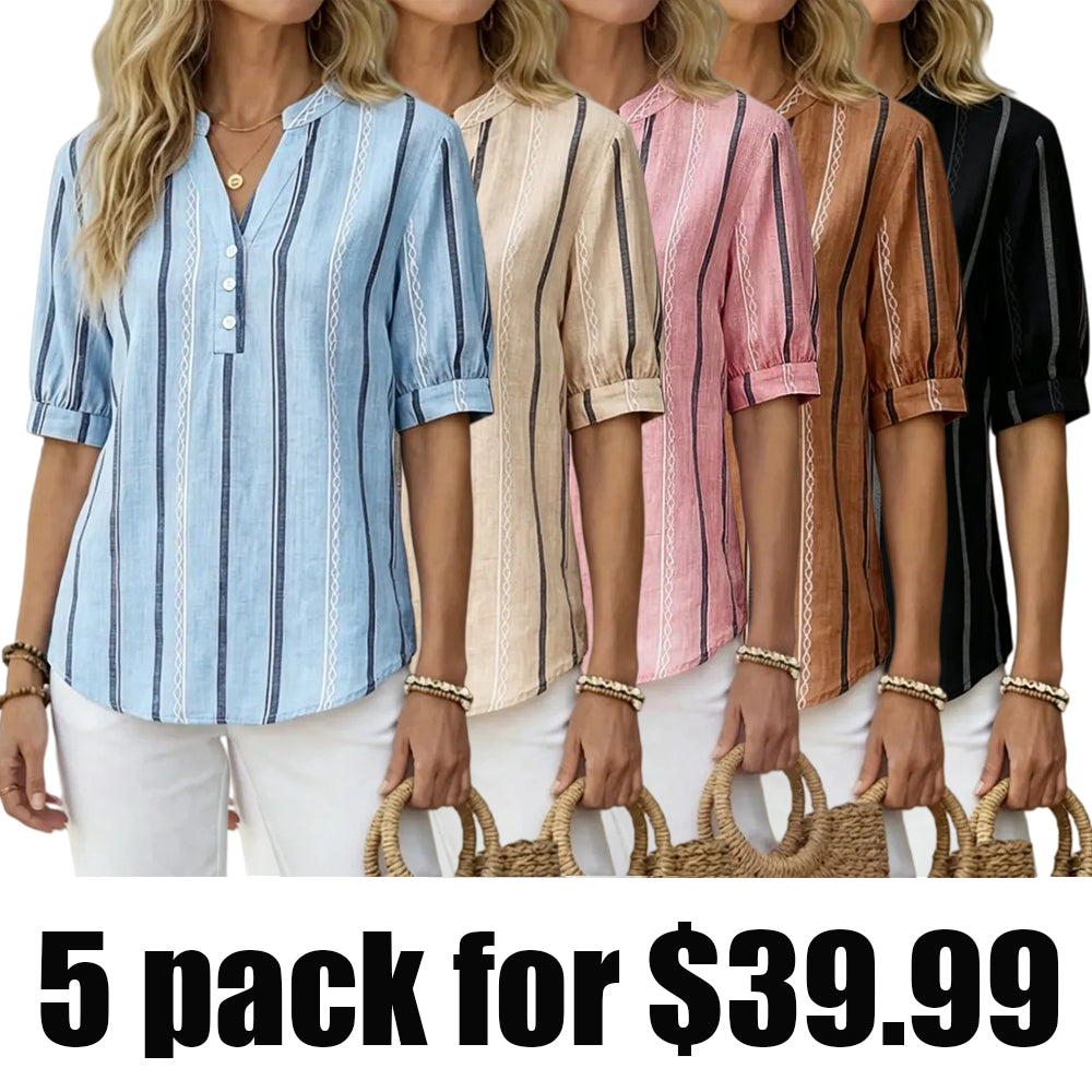 🔥Beautiful and comfortable, women's cotton and linen short-sleeved T-shirt