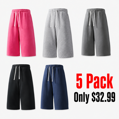 Casual Cotton Drawstring Sweat Shorts – Lightweight Summer Athletic Lounge Shorts with Pockets