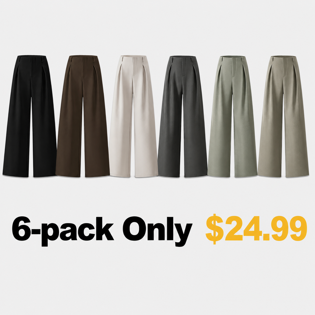 Women’s Pleated Wide Leg Pants with Pockets – Elegant High Waist Office Trousers