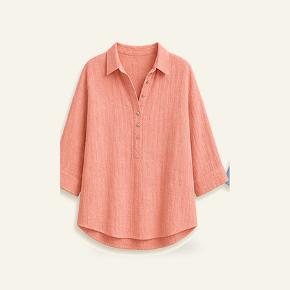 ⏰Warehouse Clearance⚡12-Pack for $36.99⚡Women's Linen-Gauze Button Placket Collared Blouses