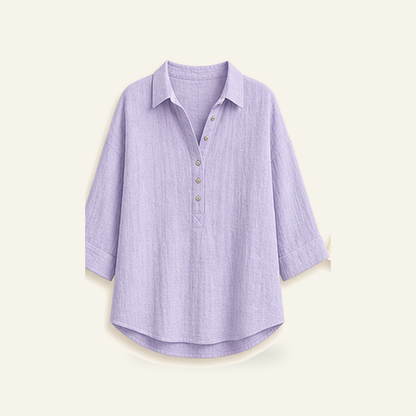 ⏰Warehouse Clearance⚡12-Pack for $36.99⚡Women's Linen-Gauze Button Placket Collared Blouses