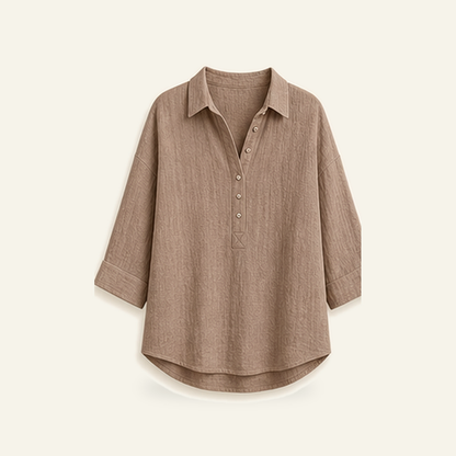 ⏰Warehouse Clearance⚡12-Pack for $36.99⚡Women's Linen-Gauze Button Placket Collared Blouses