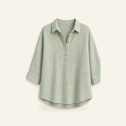 ⏰Warehouse Clearance⚡12-Pack for $36.99⚡Women's Linen-Gauze Button Placket Collared Blouses