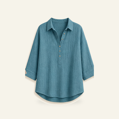 ⏰Warehouse Clearance⚡12-Pack for $36.99⚡Women's Linen-Gauze Button Placket Collared Blouses