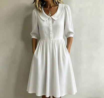 Waist-cinching lantern sleeve elegant dress