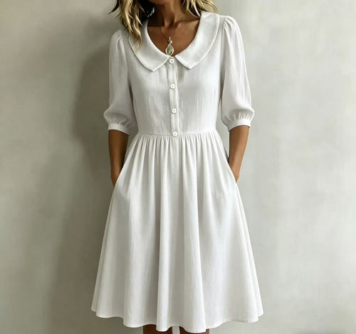 Waist-cinching lantern sleeve elegant dress