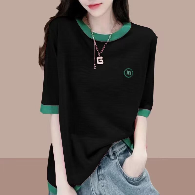 Women's Relaxed Fit Contrast Neck Tee