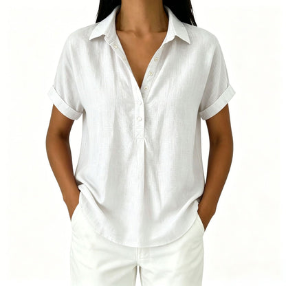 Women's Casual V-Neck Short Sleeve Blouse