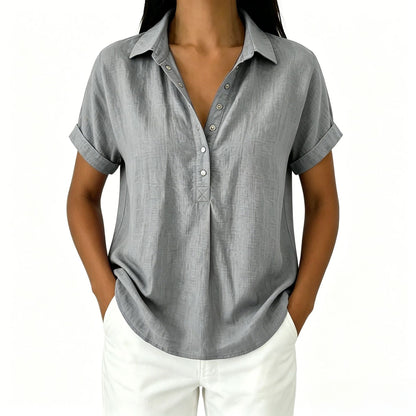 Women's Casual V-Neck Short Sleeve Blouse