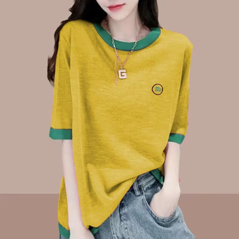 Women's Relaxed Fit Contrast Neck Tee
