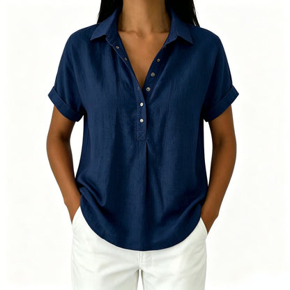 Women's Casual V-Neck Short Sleeve Blouse