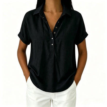 Women's Casual V-Neck Short Sleeve Blouse
