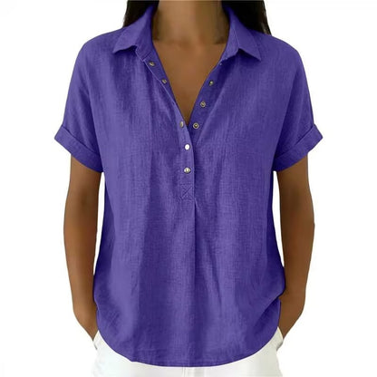 Women's Casual V-Neck Short Sleeve Blouse