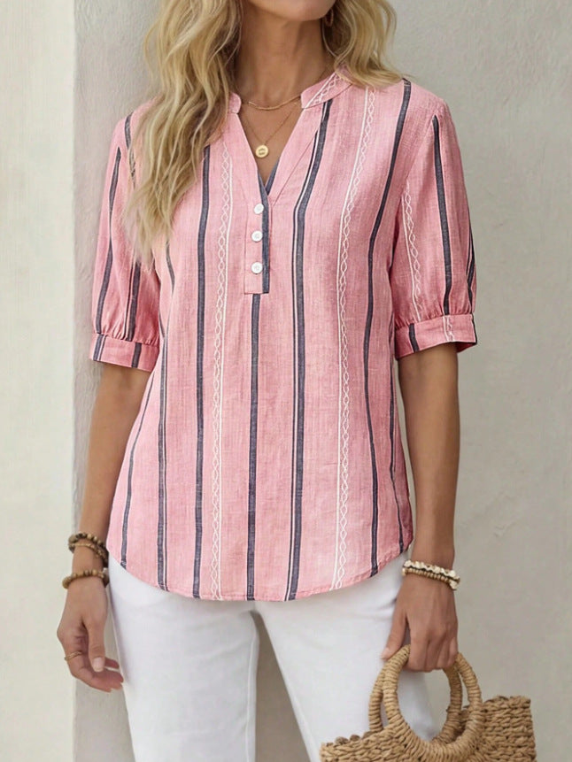 🔥🔥Beautiful and comfortable, women's cotton and linen short-sleeved T-shirt
