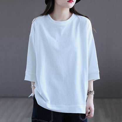 Women's Oversized Cotton Blend 3/4 Sleeve Crew Neck Casual Tee