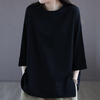 Women's Oversized Cotton Blend 3/4 Sleeve Crew Neck Casual Tee