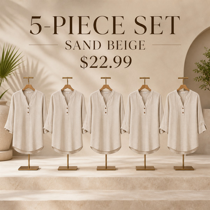 FINAL CLEARANCE - 10-Pack Only $37.99 - Women's Relaxed Notch-Neck Three-Quarter-Sleeve Blouse
