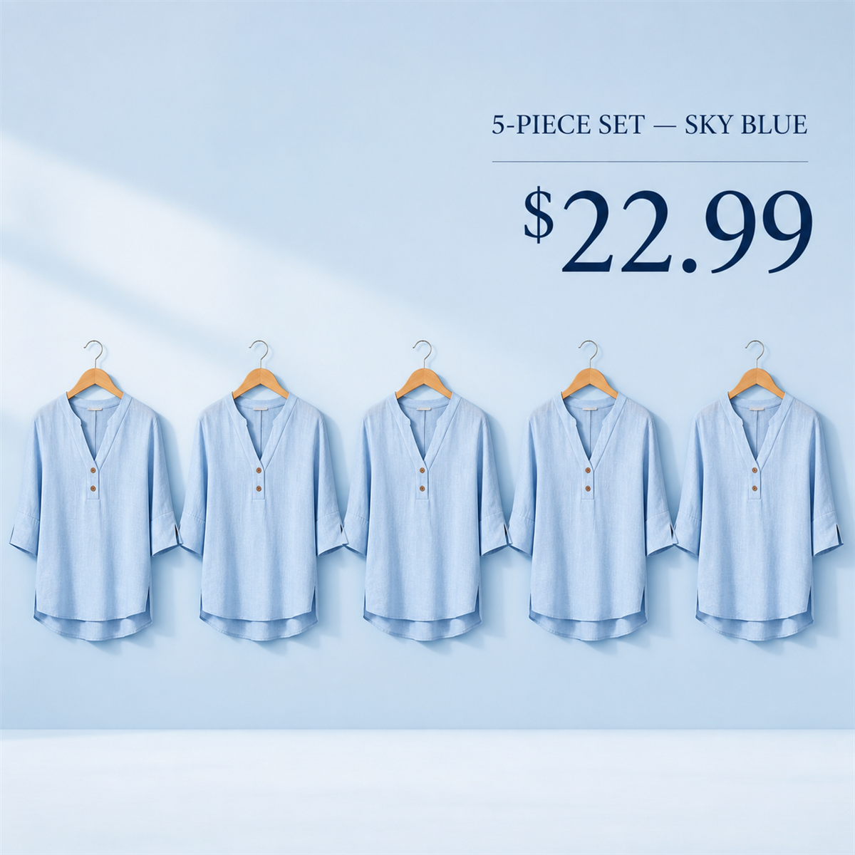 FINAL CLEARANCE - 10-Pack Only $37.99 - Women's Relaxed Notch-Neck Three-Quarter-Sleeve Blouse